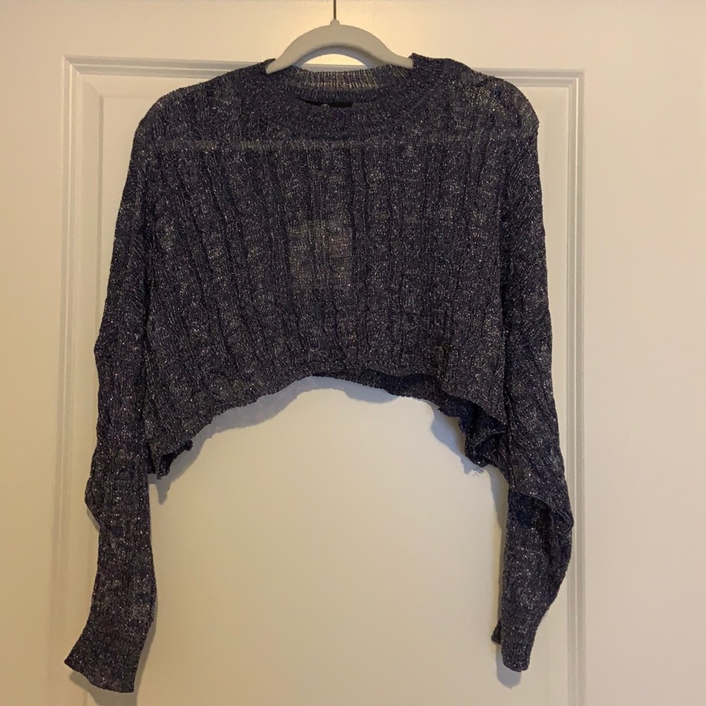 Missguided Crop sparkle cable sweater